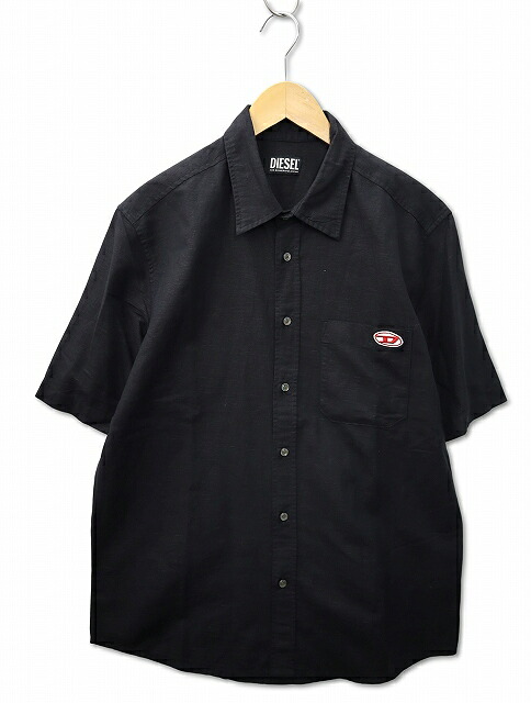 【中古】ディーゼル DIESEL S-UMBE-SSL オーバルDパッチ 半袖 ポケット シャツ M BLACK(ブラック) メンズ 【ベクトル 古着】 260322
