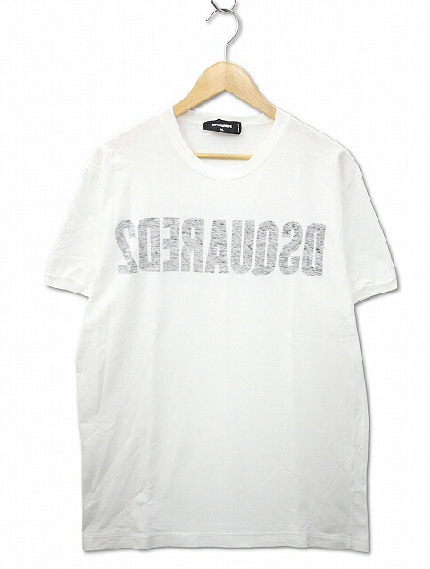 【中古】ディースクエアード DSQUARED2 労働者の一団のど首 内部アウト ロゴタイプ 刷り上げる 半袖 プルオーバー XL WHITE(白いこと) メンズ 【ベクター 古着】 260323