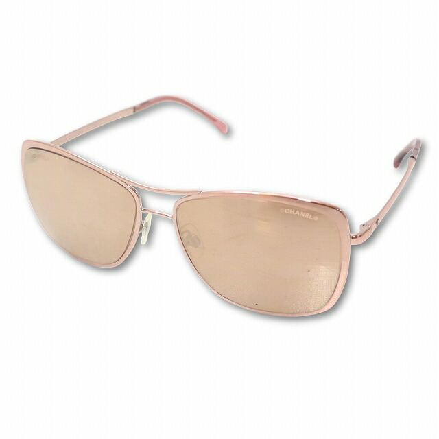 【中古】シャネル CHANEL 4224 c.117/4Z メタリックフレーム ミラーレンズ サングラス 57□15 140 PINK GOLD(ピンクゴールド) レディース 【ベクトル 古着】 260330｜ベクトル　新都リユース