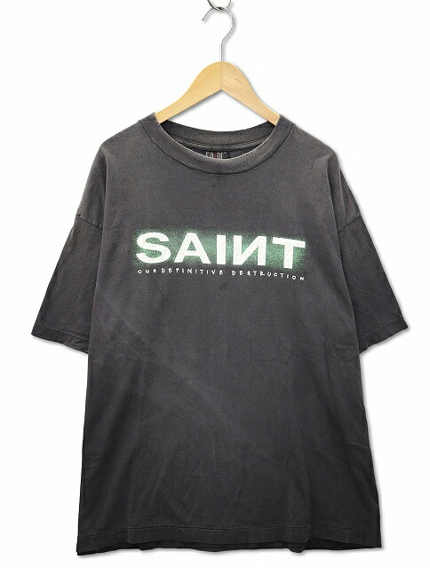 【中古】SAINT MICHAEL セントマイケル SS TEE クルーネック ヴィンテージ加工 プリント 半袖 Tシャツ XL BLACK(ブラック) メンズ 【ベクトル 古着】 260405