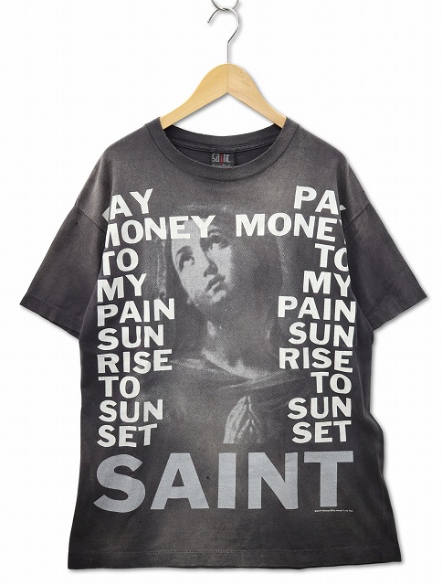 【中古】SAINT MICHAEL 仙マイケル PTP SS TEE / STAY REAL 労働者の一団のど首 ヴィンテージ産業 刷り上げる 半袖 プルオーバー L BLACK(黒いこと) メンズ 【ベクター 古着】 260406