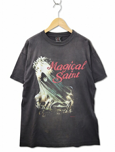 【中古】SAINT MICHAEL セントマイケル SS TEE MAGICAL SAINTT クルーネック ヴィンテージ加工 プリント 半袖 Tシャツ M BLACK(ブラック) メンズ 【ベクトル 古着】 260406