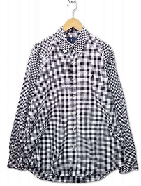 【中古】ポロ ラルフローレン POLO RALPH LAUREN CLASSIC FIT 長袖 BD ギンガムチェック シャツ L NAVY/WHITE(ネイビー/ホワイト) メンズ 【ベクトル 古着】 260407