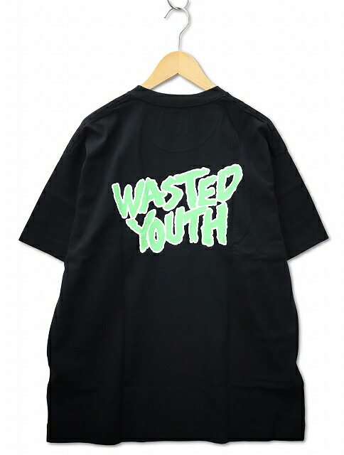 【中古】Wasted Youth ウェイステッド・ユース クルーネック ロゴ プリント 半袖 Tシャツ 2XL BLACK(ブラック) メンズ 【ベクトル 古着】 260410