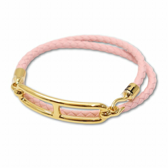 【中古】未使用品 エルメス HERMES レザーブレスレット 《ルリ》 ドゥブルトゥール T2 ローズ・サクラ レディース 【ベクトル 古着】 260516｜ベクトル　新都リユース