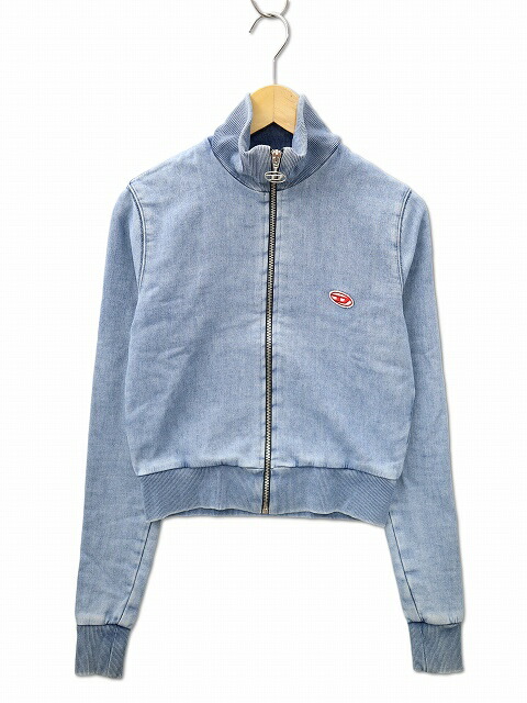 【中古】ディーゼル DIESEL D-EMY-NE オーバルD アップリケ ジョグジーンズ 汗水 ジーンズ フルジップ トップス 上衣 L BLUE(青碧) レディース 【ベクター 古着】 260516