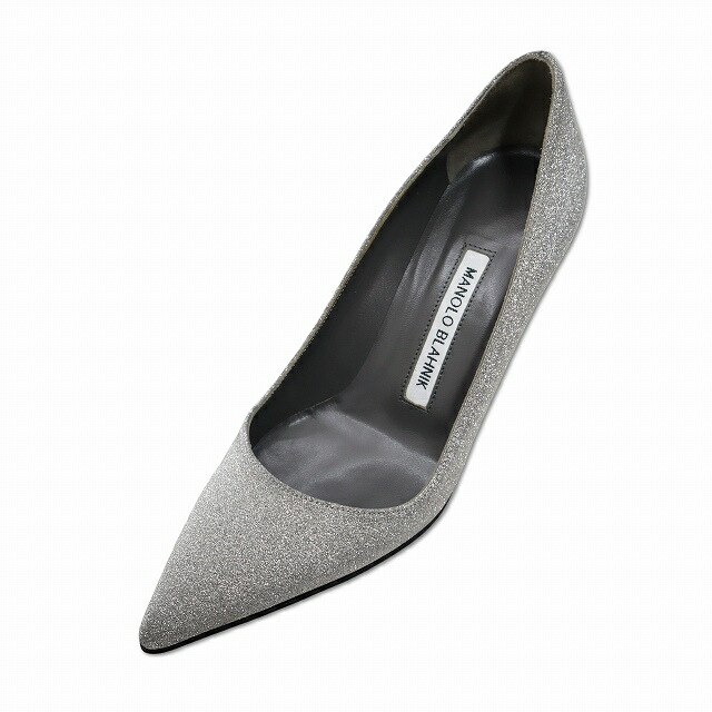 【中古】マノロブラニク MANOLO BLAHNIK BB ラメ ポインテッドトゥ ピン踵 パンプス 35(22糎) SILVER(しろがね色) レディース 【ベクター 古着】 260606