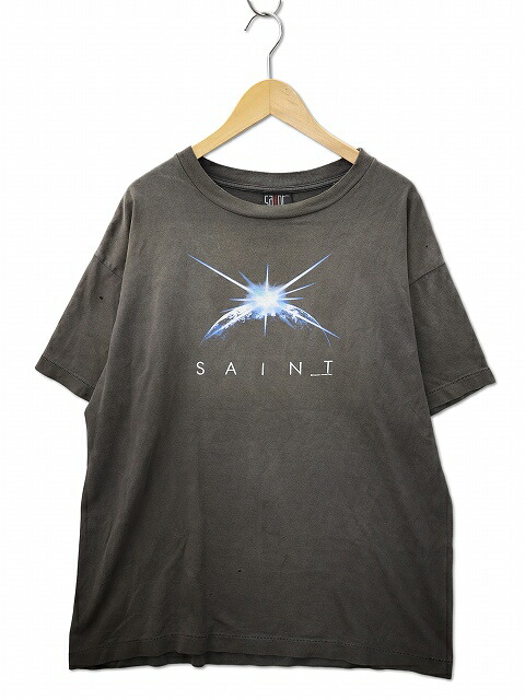 【中古】SAINT MICHAEL 仙マイケル SS TEE / PAIN 労働者の一団のど首 ヴィンテージ産業 刷り上げる 半袖 ティーシャツ XL BLACK(黒いこと) メンズ 【ベクター 古着】 260608