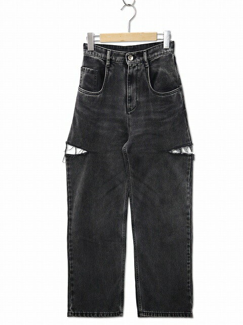【中古】メゾンマルジェラ 1 Maison Margiela 1 スラッシュ科目 カットアウト デニム ジーンズズボン下 36(XS) WASH BLACK(ウォッシュブラック) レディース 【ベクター 古着】 260608