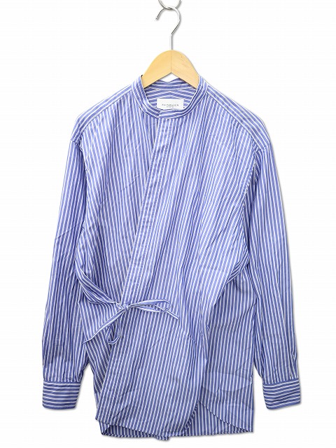 【中古】RAINMAKER KYOTO レインメーカー BAND COLLAR DOUGI SHIRT バンドカラー 長袖 ストライプ ドウギ シャツ 5(48) BLUE/WHITE(ブルー/ホワイト) メンズ 【ベクトル 古着】 260609｜ベクトル　新都リユース