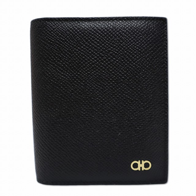 【中古】サルヴァトーレフェラガモ Salvatore Ferragamo 661452 775661 型押し子ウシ なめし革 ガンチーニ 歌留多入れもの 名刺入れ BLACK(黒いこと) メンズ 【ベクター 古着】 260611