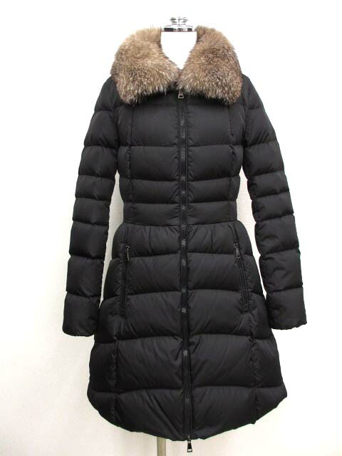 【中古】モンクレール MONCLER HIRONDELLE イロンデール ダウンコート 0 ブルーフロストフォックスファー レディース 【ベクトル 古着】 251225