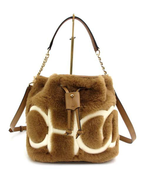【中古】ジミーチュウ JIMMY CHOO JUNO S シアリング バケット ショルダーバッグ ボンボン ムートン レディース 【ベクトル 古着】 260401