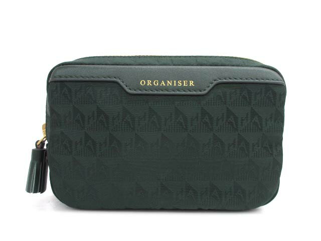 【中古】アニヤハインドマーチ ANYA HINDMARCH 26SS オーガナイザー・デュオ・ポーチ AH Logo Nylon インチ Dark Holly レディース 【ベクター 古着】 260505