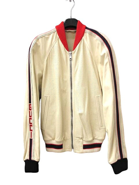 【中古】グッチ GUCCI 497399 ロゴプリント テクニカルレザーボンバージャケット 44 メンズ 【ベクトル 古着】 260708｜ベクトル　新都リユース 56,993円