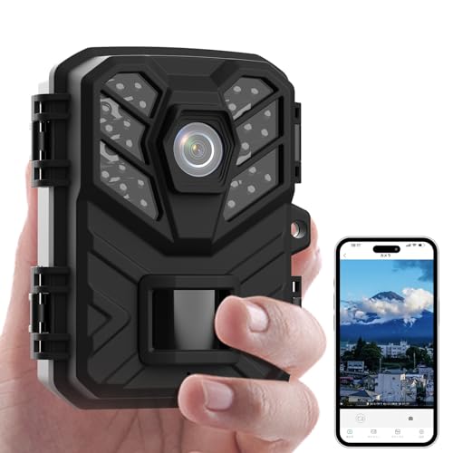 Hapimp 防犯カメラ WIFI対応 トレイルカメラ 小型 3200万画素 1080PフルHD 屋外カメラ 監視カメラ 暗視カメラ 動体検知 人感センサー 夜間対応赤外線LED IP66級防水防塵 野外用 0.2s超高速トリガー 電池式 自動上書き録画 256GBMicro