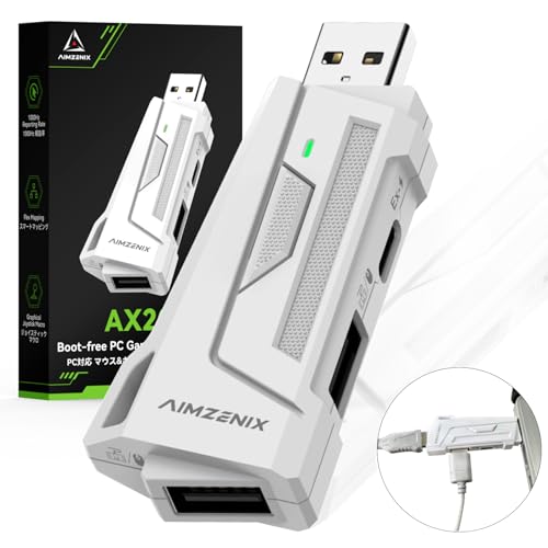 Megadream PC Gaming Keyboard & Mouse Converter, Wired/2.4g Wireless Keyboard & Mouse Compatible, DIY Key Compatible, Aim Assist, Auto/Manual Recoil Control, Office/Game Mode Fast Switching, Apex/CoD, White