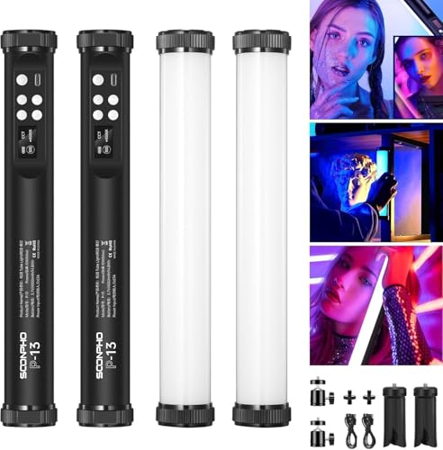 SOONWELL MC8 RGBWW LEDライト 撮影用ライト 360°フルカラーLEDピクセルビデオライト CRI96+ 2600~6000K Type-C | SOONWELL MC8 RGBWW LEDライト 撮影用ライト 360°フルカラーLEDピクセルビデオライト CRI96+  2600~6000K Type-C充電 10モードピクセル照明効果 動画撮影、生放送、ライブ、YouTube、tik