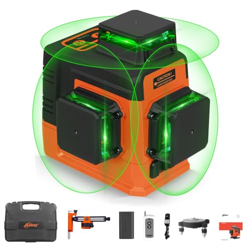 JEPPO レーザ墨出し器グリーンフルライン、3x360°墨出しレーザ自動小銃手を加える、3D