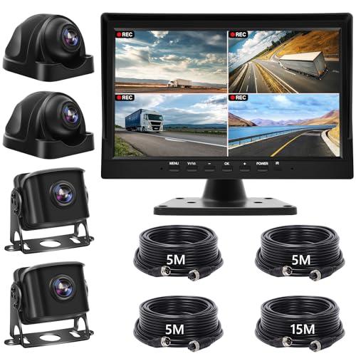 Tonowu 録画機能付き バックカメラモニターセット AHD1080P バックカメラ24v バックモニター 10.1インチIPSモニター 4台AHDカメラ搭載 サイドカメラ ループ録画 自動録画 連動機能 画面分割表示機能 ガイドラインON/OFF 正像・鏡像を切替可能｜真打本舗　店 19,362円