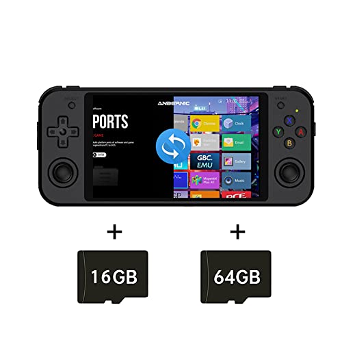 Anbernic RG552 Whatsko ハンドヘルドゲームコンソール RK3399 デュアルシステムOpenSourceLinux システム＆Android 二人対戦対応 3Dジョイスティック 5.36インチOCAフルスクリーン (ブラック 64GB)