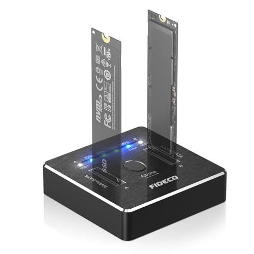 FIDECO M.2 NVMe SATA SSD クローナー ドック デュアルベイ M.2 NVME SATA SSD エンクロージャ 20Gbps M.2 NVMe SATA SSD 縛ステイション USB 3.2 Gen 2 NVMe クローン 縛ステイション M.2 オフライン クローン UASP