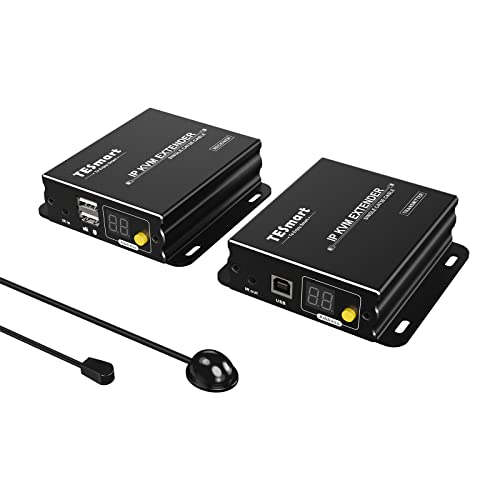TESmart KVM HDMI エクステンダー HDMI 延長器 HDMI 増設 TCP/IPイーサネット経由 単一UTP/FTP(CAT5e/6) ケーブル経由 KVM切り替え1080P@60Hz 長距離最大120m リモコン、赤外延長ケーブル付き 送信機1台+受信機1台 (HKE12MMA20)