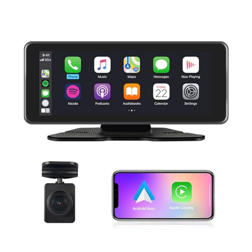 Motocam バックカメラモニターセット 6.86インチ CarPlay＆Android Auto 120°広角カメラ WIFI搭載 1080PフルHD 録画機能付き Bluetooth AUX FM 12V/24V対応 トラック 大型車 防水カメラ ワイヤレスリモコン付 ループ録画 自動録画 連動機能