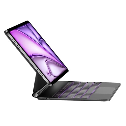 iPad Air 13インチ2024/Pro 12.9インチ キーボード(第6世代 / 第5世代 /第4世代 / 第3世代) フローティングマグネットデザイン、タッチパネル搭載、バックライト、Bluetoothキーボード、自動スリープ/ウェイク機能付き、Type-C急速充電、磁気吸着