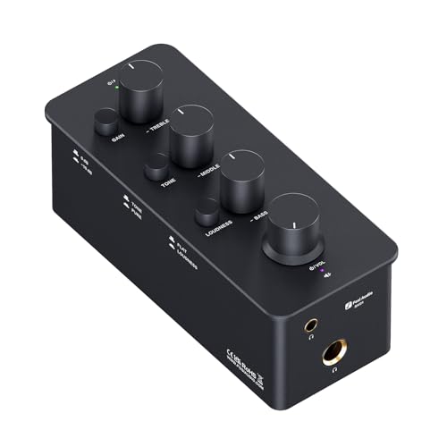 Fosi Audio SK01 ヘッドフォンアンプ イコライザー プリアンプ 充電式 ヘッドホンアンプ トーン制御 ラウドネス補償 エレクトリックギター用 ポータブル クラスA アナログアンプ 3.5mm/6.35mm端子 黒 ケーブル/日本語説明書付き