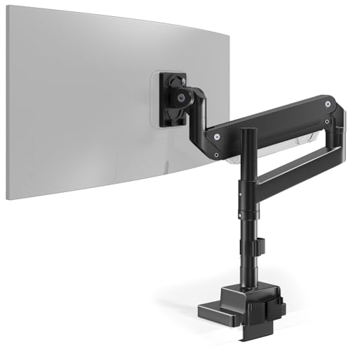 ACCURTEK 大型 管する手 シングル 24~57in (2~27kg相応う/曲線状の形管する2~22kg相応う) VESA標準尺度相応う ロング 極点 事務机マウント 高さ合わせる能力のある 1個 1画面 屁っ放り圧式 黒いこと AC80-12P