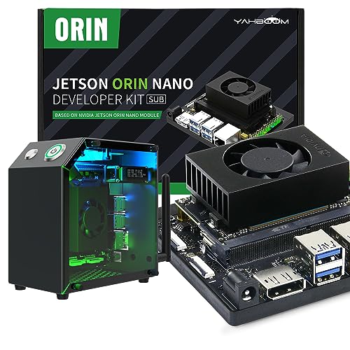 Yahboom Jetson Orin Nano 8GB 開発者ボットキット 40TOP算力 256GB SSD、Jetsonハウジング、RGB冷却ファン、USBマイクカメラ、電子キット 人工知能Ubuntu20.04 ロボット、電子プロジェクト ROS2資料の提供 (Orin Nano 8GB Mini PC Kit)