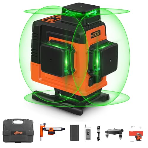 JEPPO レーザ墨出し器グリーンフルライン、4x360°墨出しレーザ自動小銃手を加える、4D