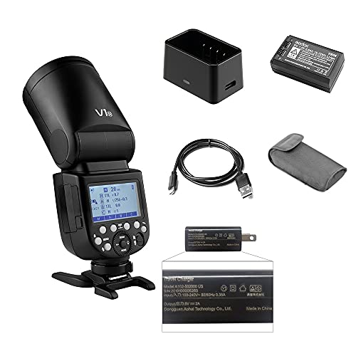 Godox置き目品＆技適目じるしGodox V1N写真機 閃光電球 素早さともし火 TTLラウンドヘッドフラッシュ 2.4G 480秒フルパワーフラッシュ 申し受ける能力のある Nikon D5300 D750 D850 D7100 Z7写真機相応う (v1n) [並行輸入品]