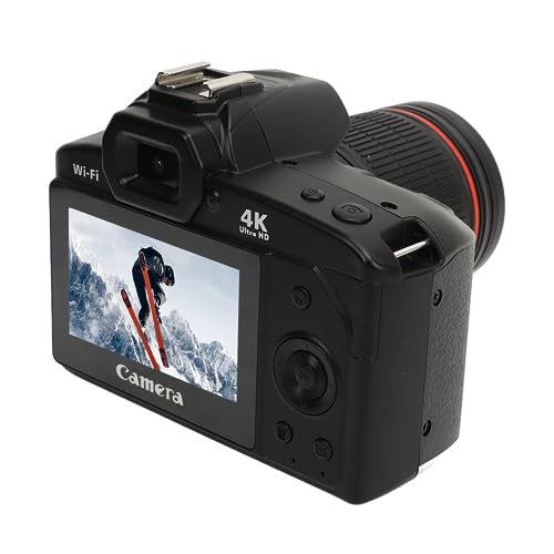 デジタルカメラ、前後デュアルカム付き4K 64MP Vlogカメラ、フィルライト、3インチIPSカラーディスプレイ、16倍ズーム、120°広角、ナイトビジョン、トラベルカメラ
