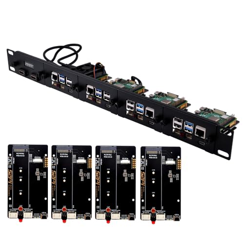 GeeekPi 1U 仕合わせマウント Raspberry Pi 5/4B用 PCIe to M.2 NVMe SSDアダプタ4個 OLED見せびらかす 19inサーヴァー仕合わせ相応う