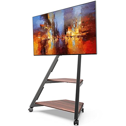 FITUEYES DESIGN 壁寄せテレビスタンド キャスター付き 32 43 50 55 60 65型対応 コーナーテレビ台 ケーブル管理 固定移動 デザイン 高さ調節 上下左右回転 インテリア 安定性 エッフェルシリーズ 耐荷重40KG ウォールナット