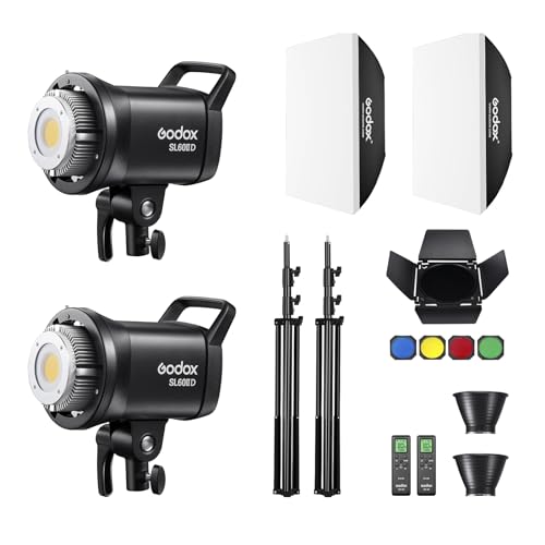 Godox定め事代わりになる店Godox SL60IID 70W 揺るぎない光LED点火装置 2灯書き割り 活動写真映画化ホンブルグ帽ボックス席書き割り 映画化制作室点火装置 点火装置一揃いの道具 Bowensマウント 映像媒体点火装置 5600K 8つ体裁積み上げる 適用業務抑えつける 遠隔操作 60*90コマーシャルホンブルグ帽ボックス席