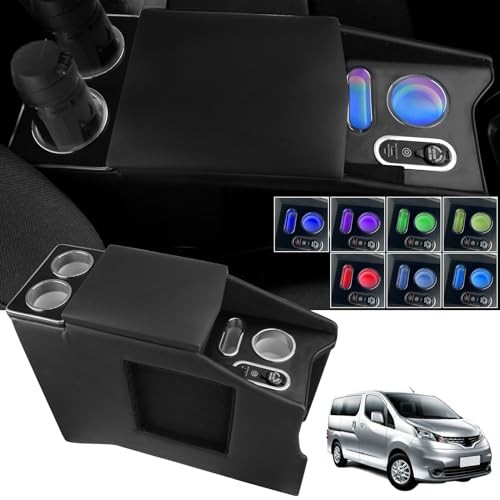 WALKEY急速充電 7色変換コンソールボックス NV200 バネット 適用 車 アームレスト 日産 適用 バン ワゴン GX/VX/DX NV200 VANETTE 専用 呼吸ランプ センターコンソールボックス スマートコンソール 肘置き Type-C QC3.0 USBポート｜真打本舗　店