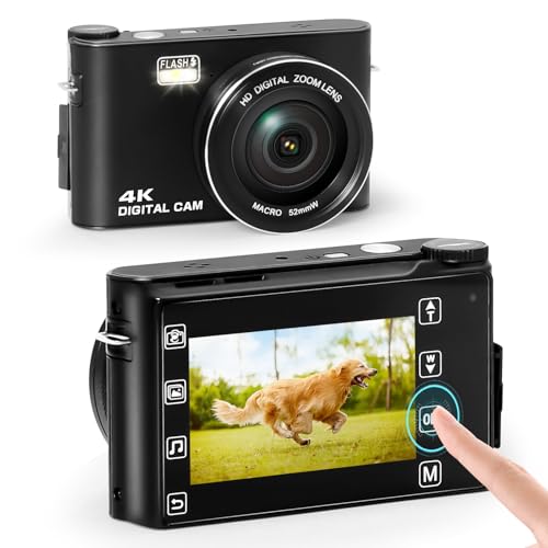 デジカメ 4Ｋデジタルカメラ 6400万画素 ミニカメラ 3.0インチタッチスクリーン USB-C入力・出力 コンパクト 軽量 充電式 小型こんでじカメラ オートフォーカス 18倍ズーム 多機能 ﾃﾞｼﾞｶﾒ 64GBカード対応