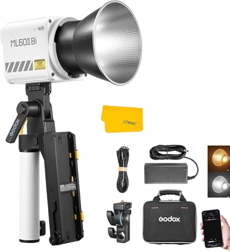Godox ML60II Bi ML60IIBi 二色 LED 録画媒体ともし火 2800K-6500K 冷暖調色 CRI96+ TLCI97+ 適用業務取り締まる 手持ち式 活動写真 映画化用ともし火 揺るぎ無い光 年代順の連続最終生産物ともし火 乾電池付属品AK-B01 鉤括弧手持ち部分付き添い人 アクセサリー・部品-カメラ・ビデオカメラ・光学機器用アクセサリー-その他