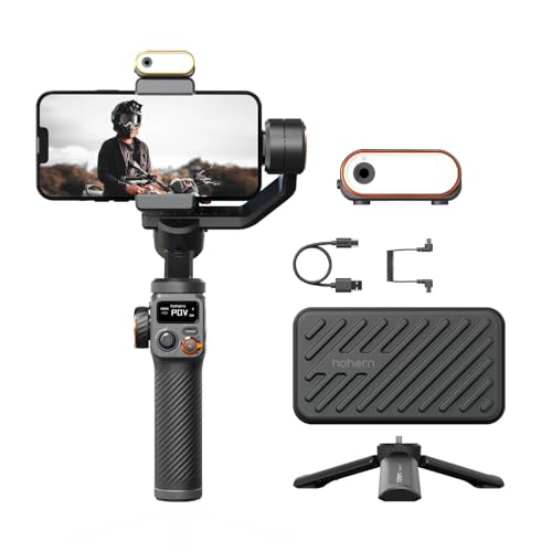 hohem M6 Kit スマートフォンジンバルスタビライザー LEDライト内蔵 AI 対象追跡 3軸 iPhone/Android対応 電動片手持ちジンバル 垂直＆水平撮影 タイムラプスの追跡 18時間駆動 スマホに給電可能 最大耐荷重400g ジンバル スマホ