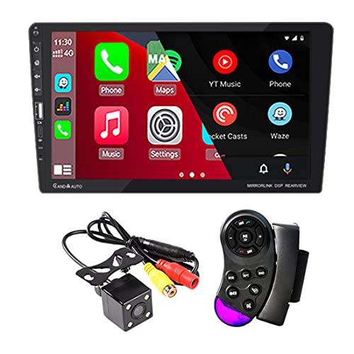 1Din 9in 鉄道車両ラジオ受信機 ステレオ受信システム タッチスクリーン Bluetooth マルチメディアビデオプレーヤー Apple CarPlay Android Auto AM/FM/2USB/鏡鑑繋がり DSP内蔵 ステアリング遠隔操作と4LED写真機付き添い人