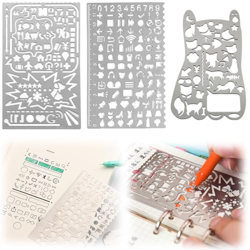 楽天市場】PAVIKE テンプレート定規 金属 多機能定規 3枚 製図定規