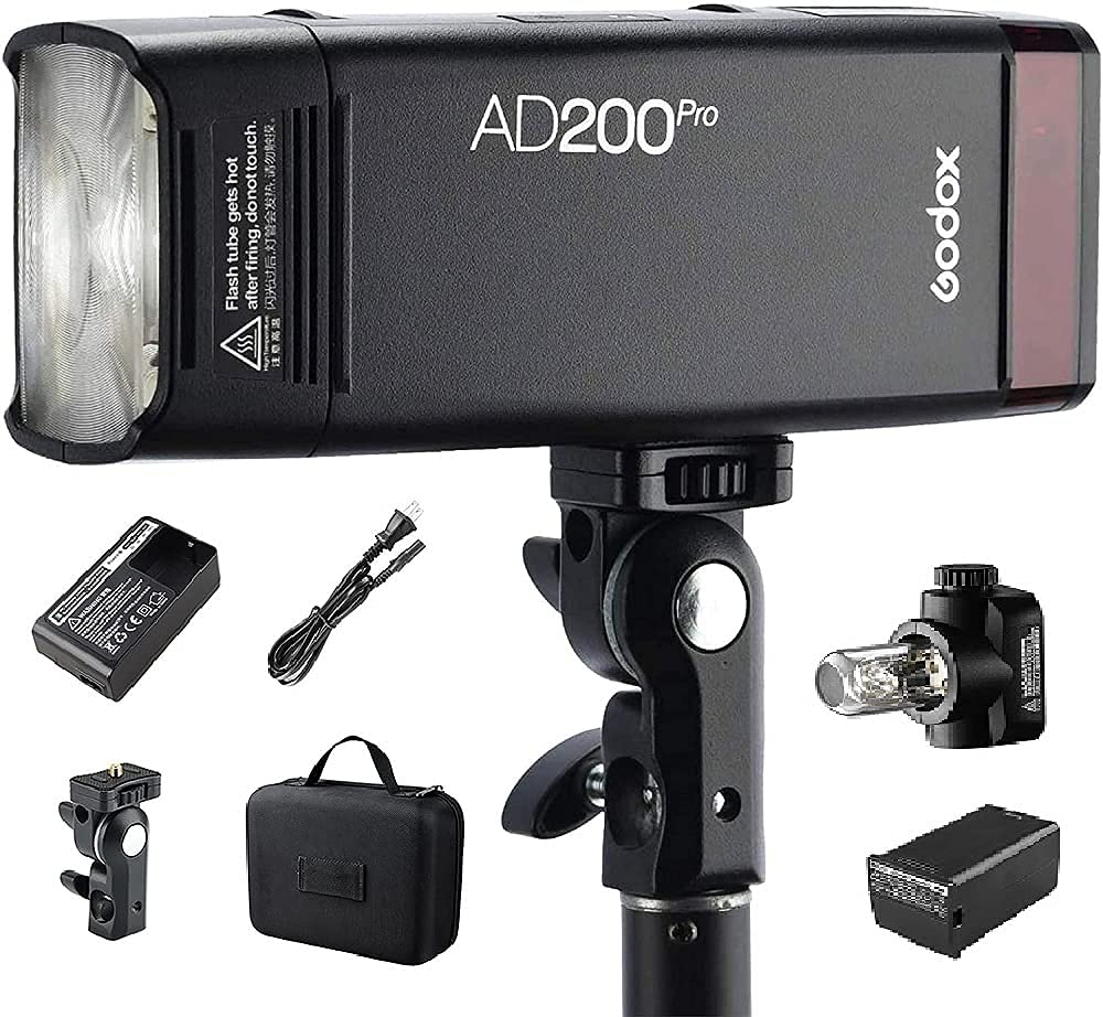 Godox置き目代わりになる店Godox AD200Pro 閃光電球閃光電球 200W 衣嚢 素早さともし火（取り替えっこ能力のある閃光電球上端付き添い人）（素早さともし火/裸白熱電球）GN52 GN60 1 / 8000s HSS 2.4G