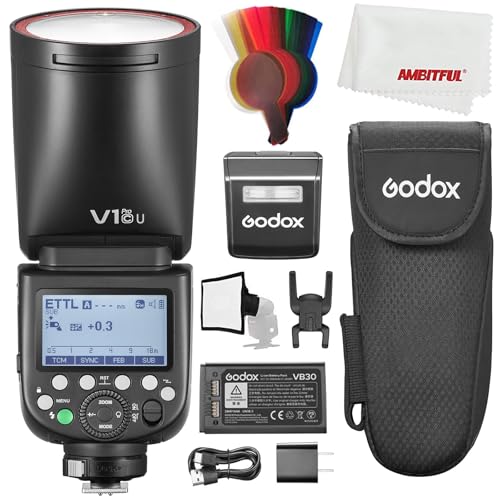 GODOX正規代理店Godox V1PRO V1PRO-C ラウンドヘッドカメラフラッシュ Canon対応 ストロボ 76WS 2.4Gワイヤレス E-TTL リチウムイオン丸頭カメラ スピードライト 外部フラッシュ付き SU-1