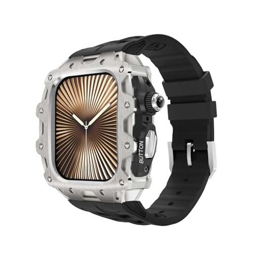 AHNHSKY Apple Watch バンド 10 46mm ケース カバー 耐衝撃 傷防止 スポーツバンド アップルウォッチ バンド iWatch Series 11/10 46 mm 耐久性 耐衝撃 落下防止 傷防止 ブラック (チタン, 46mm)｜真打本舗　店