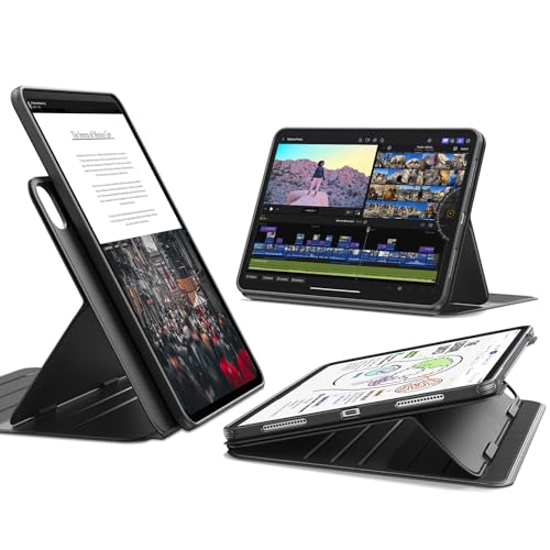 ESR iPad Pro 11in 入れもの M5/M4（2025/2024） 相応う 着脱式磁石押しかぶせる 単体当て嵌める能力のある 縦横相応う 9座標軸角度合わせる 照明ランプ Pencil Pro/USB-C相応う オートスリープ Shiftつづき物 黒いこと