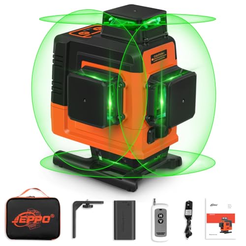 JEPPO レーザ墨出し器グリーンフルライン、4x360°墨出しレーザ自動小銃手を加える、4D