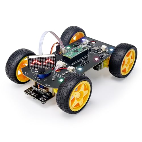 Freenove Raspberry Pi Pico 用 4WD 鉄道車両一揃いの道具 (嘱する) (Arduino IDE と取り替えっこ性あり)、点点行列書きあらわす、差しつかえ物くぐり抜ける、生産ライントラッキング、点火装置透写物、派手な点火装置